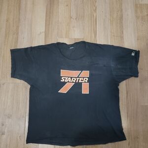 Unisex STARTER 71 Black and Orange Graphic Tee